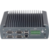 Widok przedniego panelu komputera przemysłowego z 4 portami COM i 18-bitowym złączem GPIO - IBOX-1226