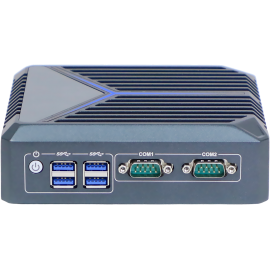 Cztery porty USB 3.2, dwa złącza COM (RS232/485) oraz włącznik w przedniej części obudowy - Silent N1522