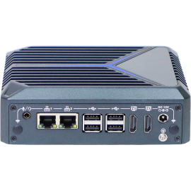 Cztery porty USB 3.2, dwa złącza COM (RS232/485) oraz włącznik w przedniej części obudowy - Silent N1522