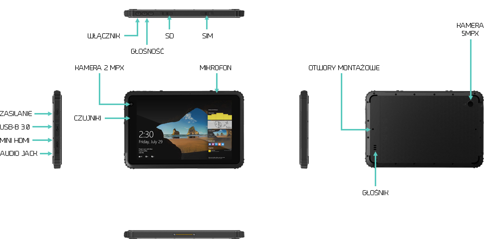 Tablet USB 3.0 HDMI Android Windows - Emdoor EM-I18H