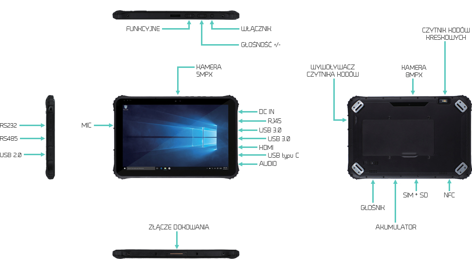 Tablet 12 calowy z portem RS485 oraz LAN - Emdoor EM-I22J