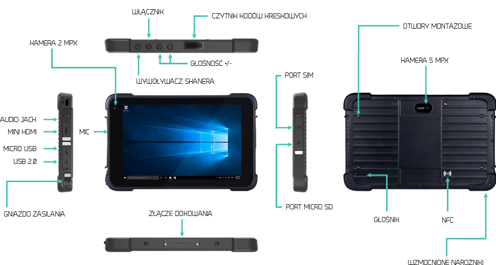 Tablet przemysłowy z usb i hdmi - Emdoor EM-I86