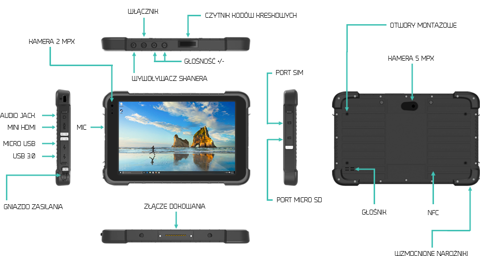 Odporny tablet na upadki i wodę z IP67 - EMDOOR EM-I86H