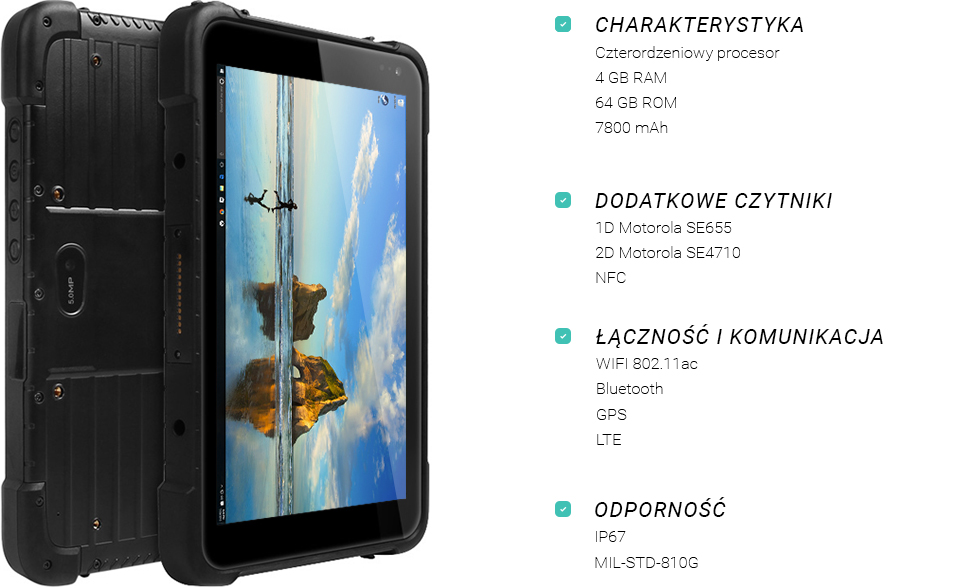 Wodoodporny tablet z 3G i czytnikiem kodów QR - EMDOOR EM-I86H