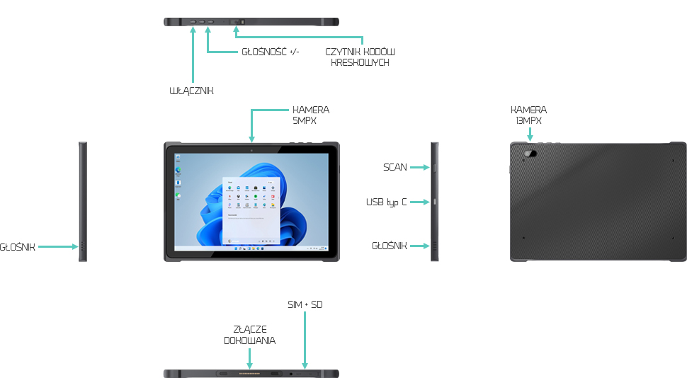 Tablet EM-Q19 z LTE, Wi-Fi 5, Bluetooth 5.1, GNSS i skanerem 1D/2D – idealny dla logistyki i zespołów mobilnych