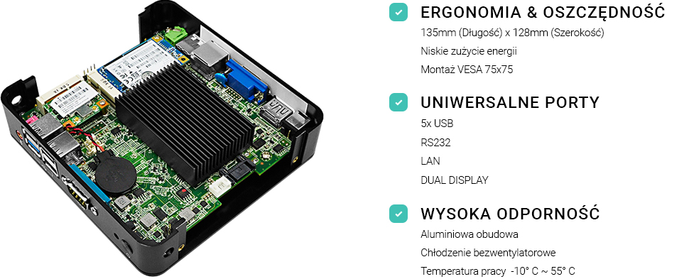 Spectre X21 - miniaturowy komputer bez wentylatora HDMI USB LAN