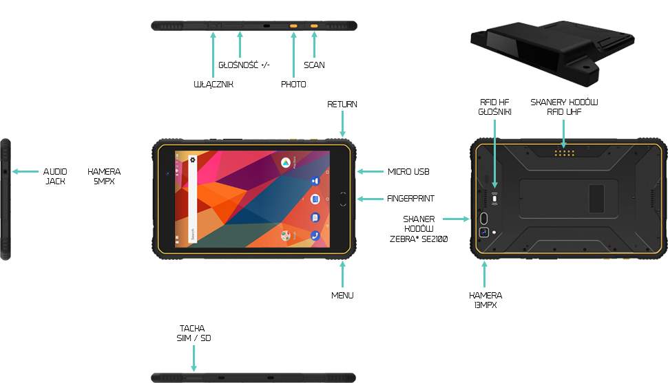 Tablet do magazynu Andorid 8 RFID UHF NFC - Senter S917