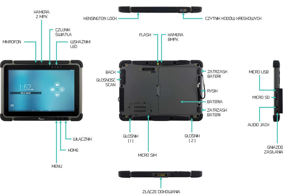 Tablet przemysłowy 10 cali android czytnik kodów kreskowych - Winmate M101M8